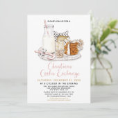 Candy Cane Melk & Cookies Kerst Exchange Party Kaart (Staand voorkant)