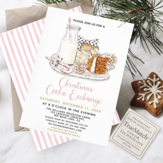 Candy Cane Melk & Cookies Kerst Exchange Party Kaart