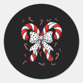 Candy Cane Merry And Bright Red And White Candy Co Ronde Sticker (Voorkant)