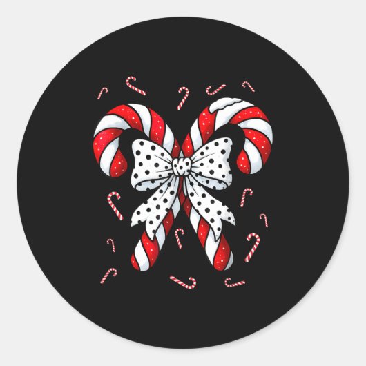 Candy Cane Merry And Bright Red And White Candy Co Ronde Sticker (Voorkant)