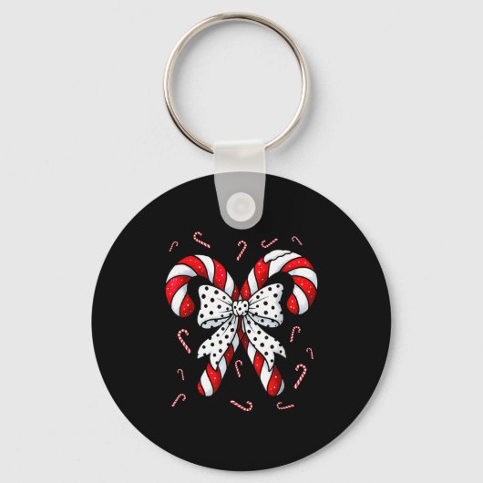 Candy Cane Merry And Bright Red And White Candy Co Sleutelhanger (Voorkant)