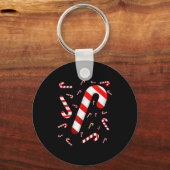 Candy Cane Merry And Bright Red And White Candy Co Sleutelhanger (Voorkant)