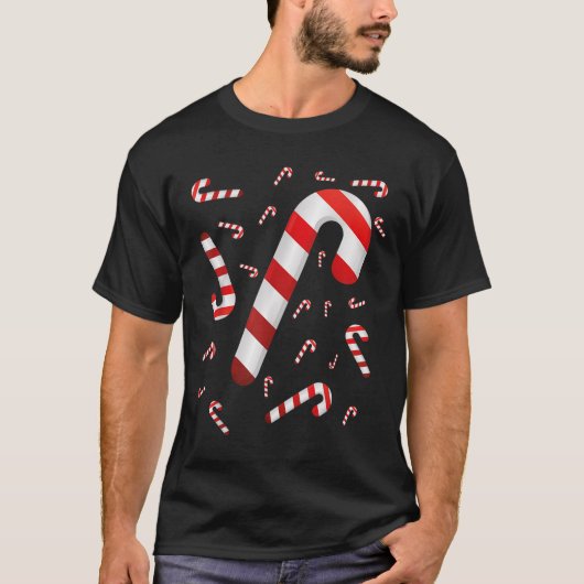 Candy Cane Merry And Bright Red And White Candy Co T-shirt (Voorkant)