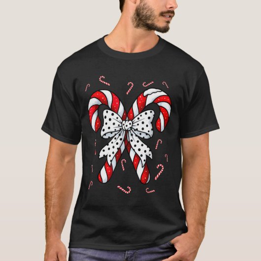 Candy Cane Merry And Bright Red And White Candy Co T-shirt (Voorkant)