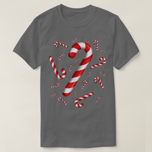 Candy Cane Merry and Bright Red and White Snoep Co T-shirt (Design voorkant)