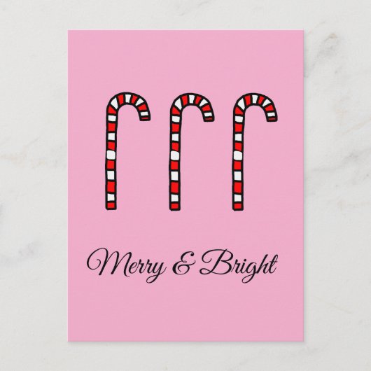 Candy Cane Merry & Bright Feestdagenkaart (Voorkant)