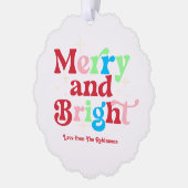 Candy Cane Merry & Bright Retro Kerstfoto Ornament Kaart (Links)