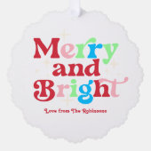 Candy Cane Merry & Bright Retro Kerstfoto Ornament Kaart (Voorkant)