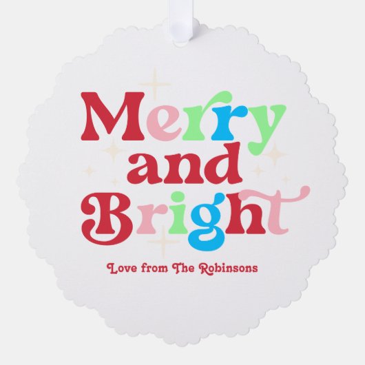 Candy Cane Merry & Bright Retro Kerstfoto Ornament Kaart (Voorkant)