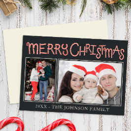 Candy Cane Merry Christmas 2-fotokaart Feestdagenkaart