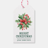 Candy Cane Merry Christmas Custom Text Dark Green Cadeaulabel (Voorkant)