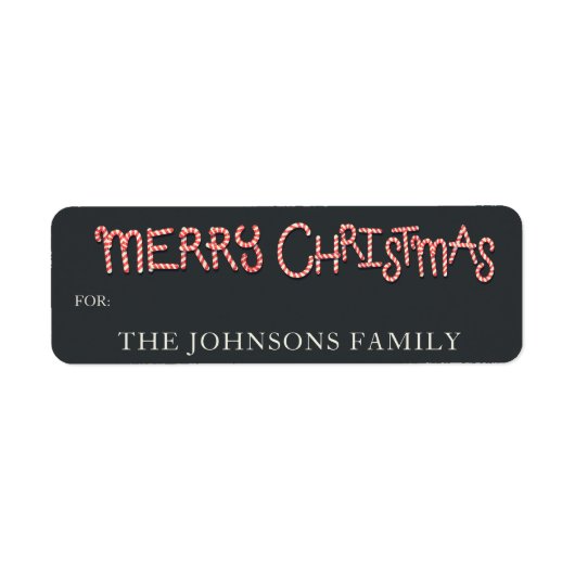 Candy Cane Merry Christmas Gift Label (Voorkant)