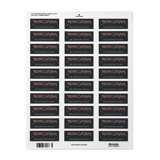 Candy Cane Merry Christmas Gift Label (Full Sheet)