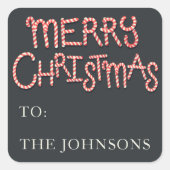 Candy Cane Merry Christmas Gift Sticker Label (Voorkant)