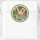 Candy Cane Merry Christmas Ronde Sticker (Tas)