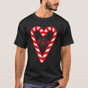 Candy Cane Merry Christmas Rood en Wit Snoep Hea T-shirt