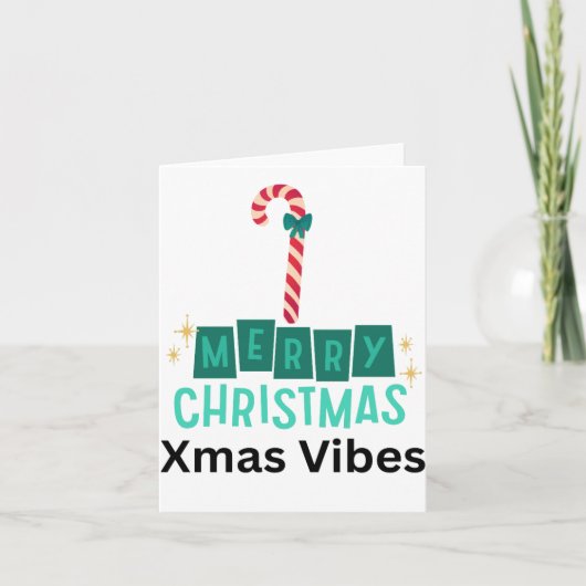 Candy Cane Merry Christmas Xmas Vibes Folder Feestdagen Kaart (Voorkant)