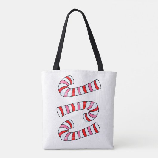 Candy Cane Merry Kerstmis Canvas tassen (Achterkant)