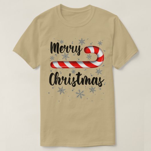 Candy Cane Merry Kerstroet en White Snoep Sno T-shirt (Design voorkant)