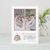 Candy Cane Merry & Married 2 Foto Pas getrouwd Feestdagenkaart (Staand voorkant)