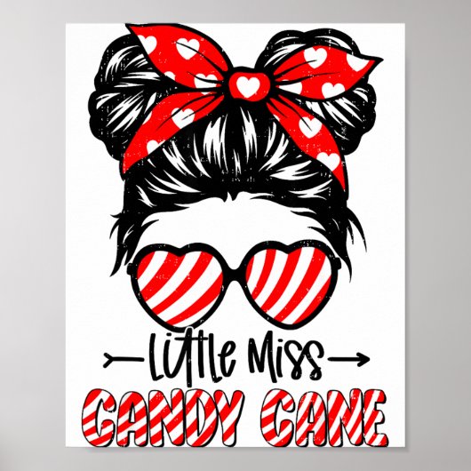 Candy Cane Messy Bun Girl Christmas Xmas Holiday G Poster (Voorkant)