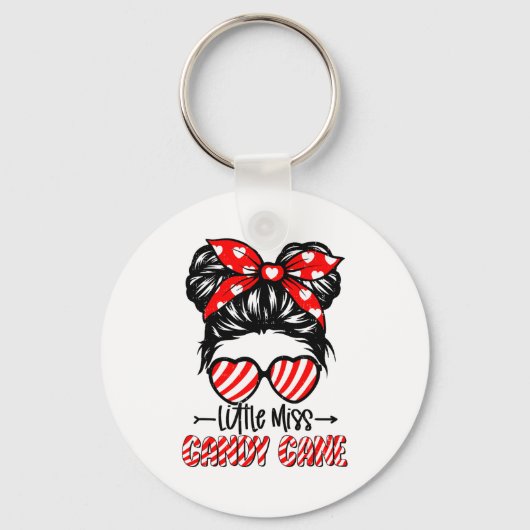 Candy Cane Messy Bun Girl Christmas Xmas Holiday G Sleutelhanger (Voorkant)