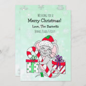 Candy Cane met kerstmannetje Feestdagenkaart (Voorkant / Achterkant)