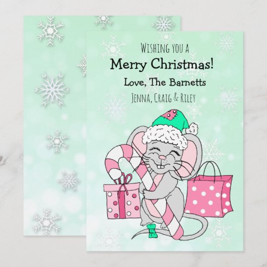 Candy Cane met kerstmannetje Feestdagenkaart (Voorkant / Achterkant)