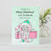 Candy Cane met kerstmannetje Feestdagenkaart (Staand voorkant)