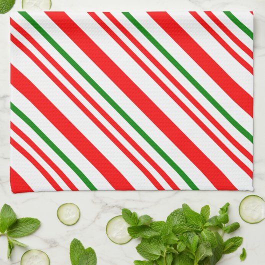 Candy Cane met kerstrode strepen Theedoek (Gevouwen)