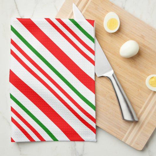 Candy Cane met kerstrode strepen Theedoek (Quarter Fold)
