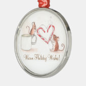 Candy Cane Mice Metalen Ornament (Links)
