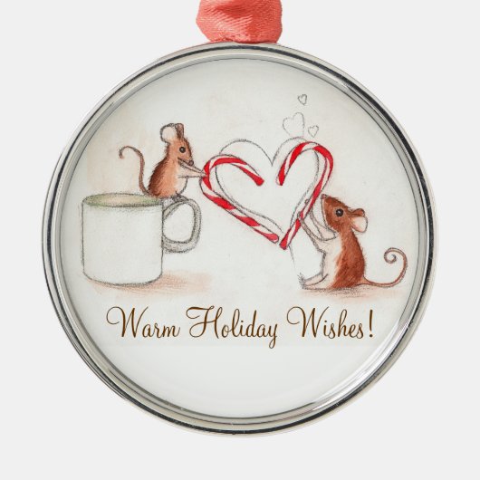 Candy Cane Mice Metalen Ornament (Voorkant)