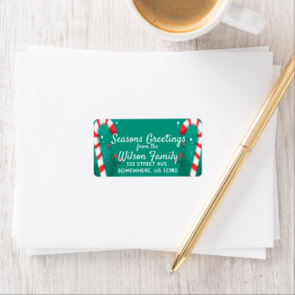 Candy Cane Mint-kerstsons Greetings Etiket
