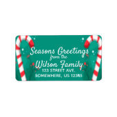 Candy Cane Mint-kerstsons Greetings Etiket (Voorkant)