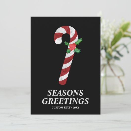 Candy Cane Modern Bold Custom Kerstmis Feestdagenkaart (Staand voorkant)