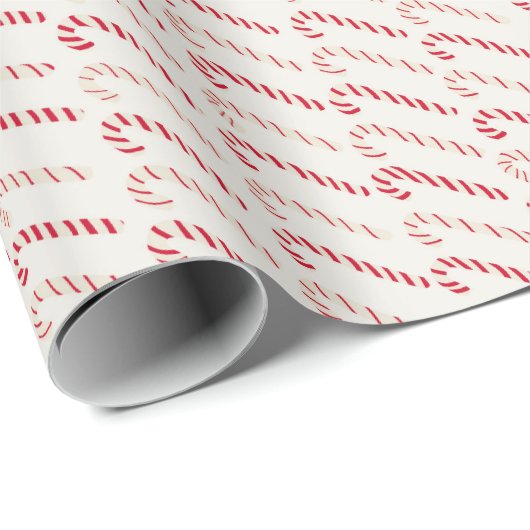 Candy Cane Modern Kerstmis Cadeaupapier (Rol Hoek)