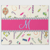 Candy Cane Monogram Cadeaupapier (Vlak)