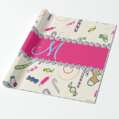 Candy Cane Monogram Cadeaupapier (Uitgerold)