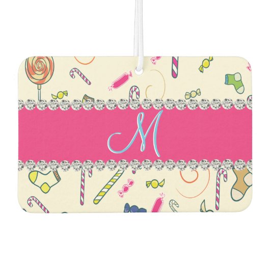 Candy Cane Monogram Luchtverfrisser (Voorkant)