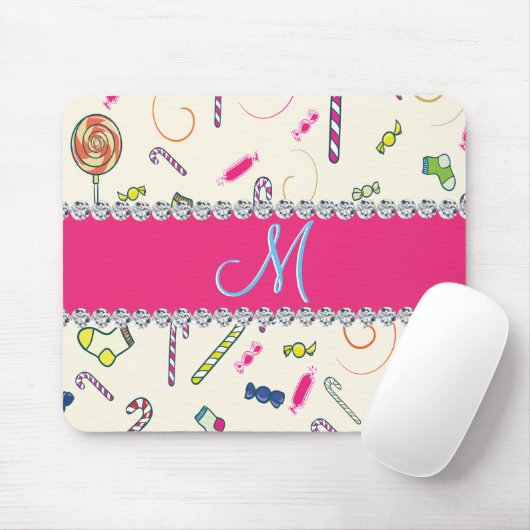 Candy Cane Monogram Muismat (Met muis)
