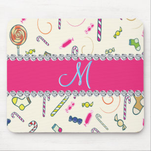Candy Cane Monogram Muismat