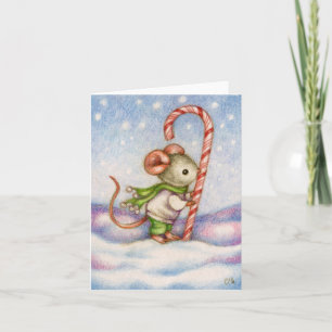 Candy Cane Mouse Christmas Wenskaart Kaart