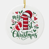 Candy Cane “My 1st Christmas” with Photo Keramisch Ornament (Voorkant)