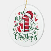 Candy Cane “My 1st Christmas” with Photo Keramisch Ornament (Links)