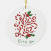 Candy Cane Nice List Keramisch Ornament (Voorkant)