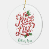 Candy Cane Nice List Keramisch Ornament (Links)