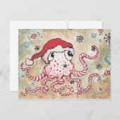 Candy Cane Octopus Briefkaart (Voorkant / Achterkant)