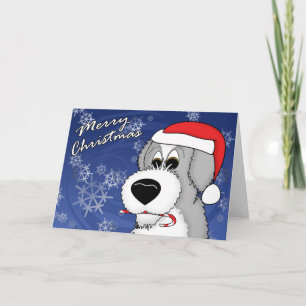 Candy Cane Old English Sheepdog kerstkaart Feestdagen Kaart