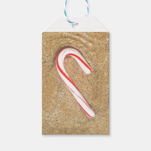 Candy Cane op het strand Cadeaulabel (Voorkant)